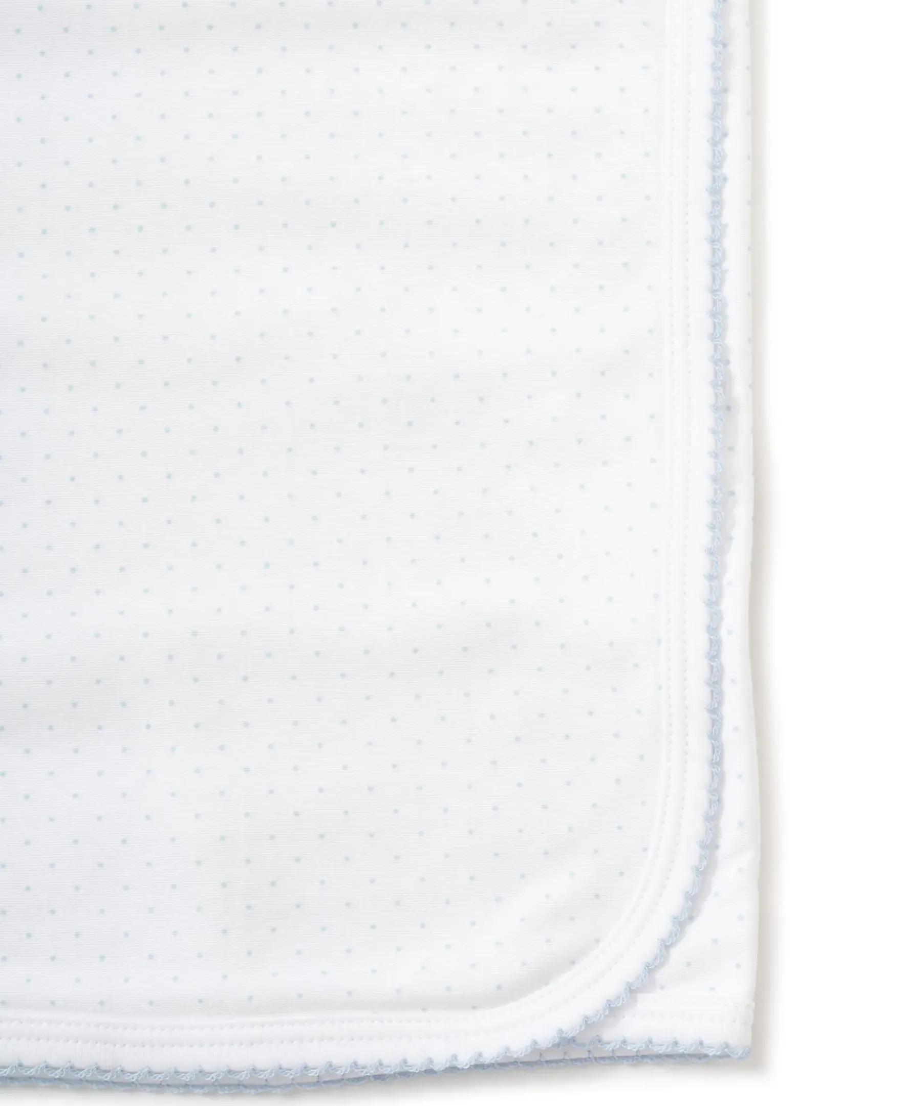 Kissy Kissy Personalized White/Blue New Kissy Dots Blanket> Blankets|White Basics