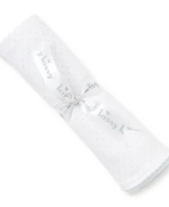 Kissy Kissy Personalized White/Blue New Kissy Dots Blanket><noscript><img width=