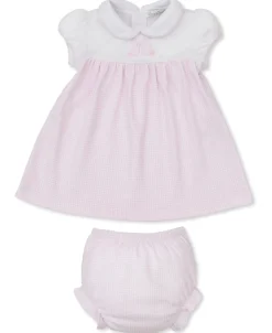 Kissy Kissy Pique Bunny Bash Gingham Dress Set> Dresses + Bubbles|White Basics