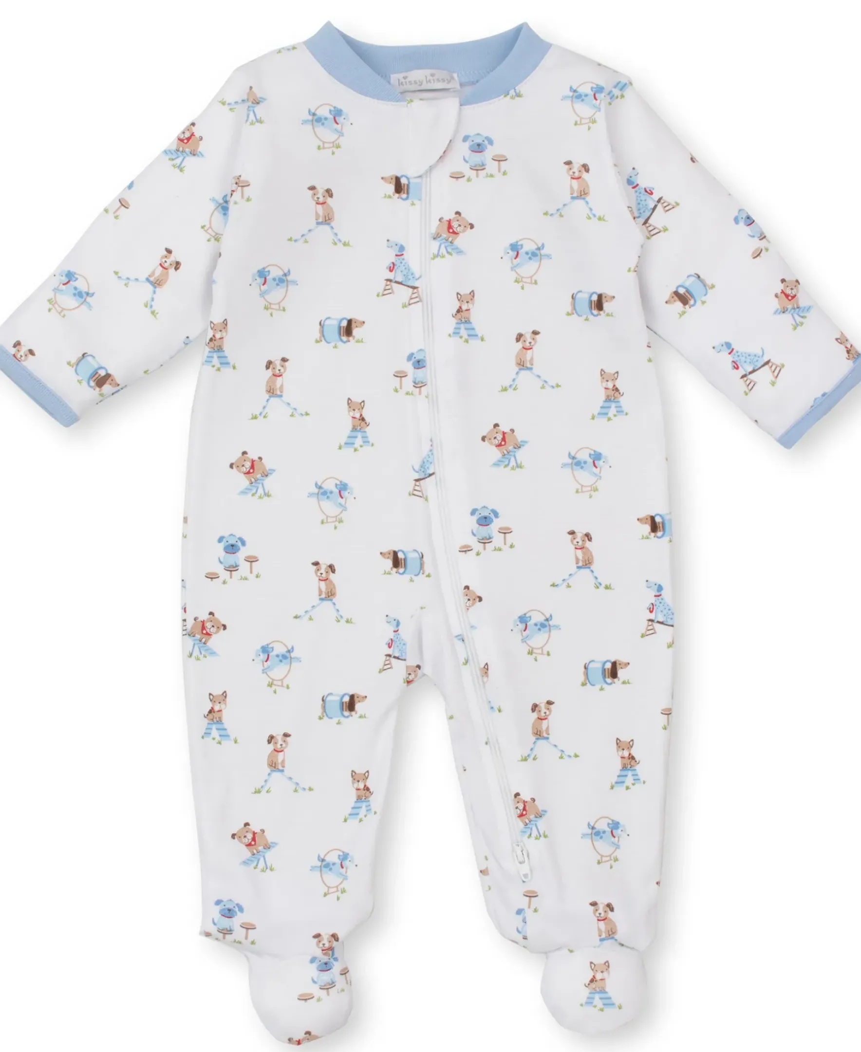 Kissy Kissy Playground Pups Zip Footie> Footies|Pajamas