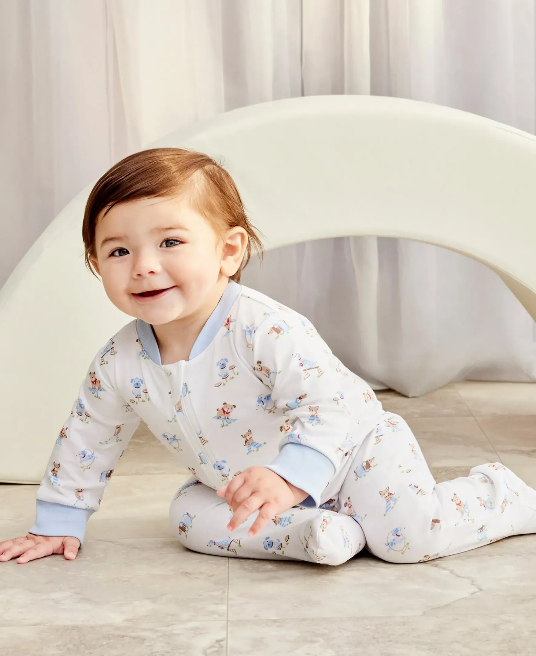 Kissy Kissy Playground Pups Zip Footie> Footies|Pajamas