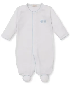 Kissy Kissy Premier Baa Baa Baby Sheep Blue Hand Emb. Footie> Smocking + Hand Embroidery|Footies