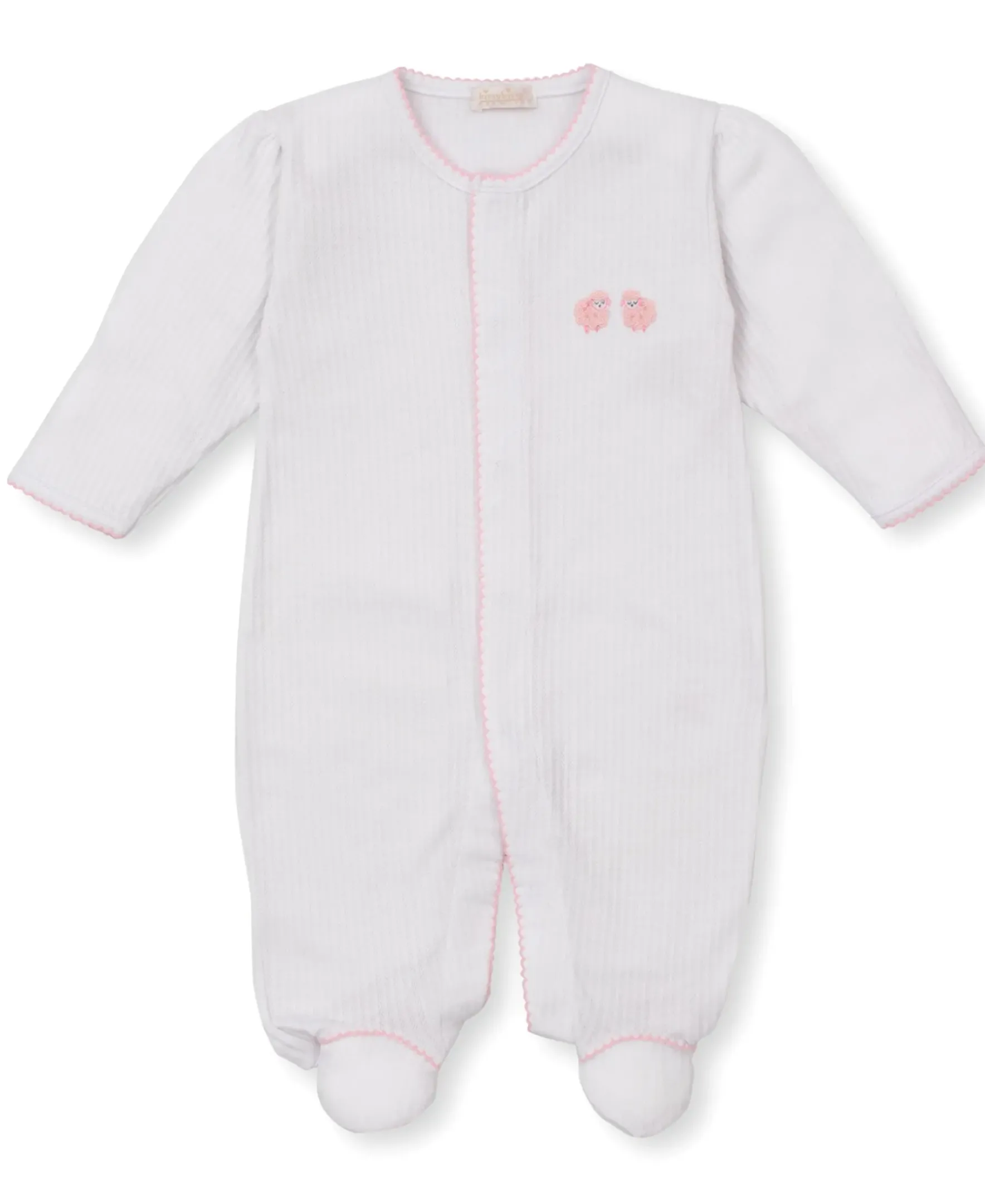 Kissy Kissy Premier Baa Baa Baby Sheep Pink Hand Emb. Footie> Footies|Smocking + Hand Embroidery