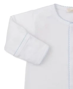 Kissy Kissy Premier Baby Bunny Patch White/Blue Footie> Footies|Smocking + Hand Embroidery