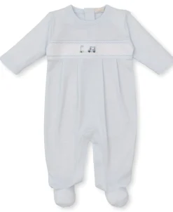 Kissy Kissy Premier Fairway Foursome Hand Emb. Stripe Footie> Footies|Smocking + Hand Embroidery