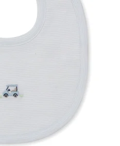 Kissy Kissy Premier Fairway Foursome Hand Emb. Stripe Bib> Bibs|Smocking + Hand Embroidery