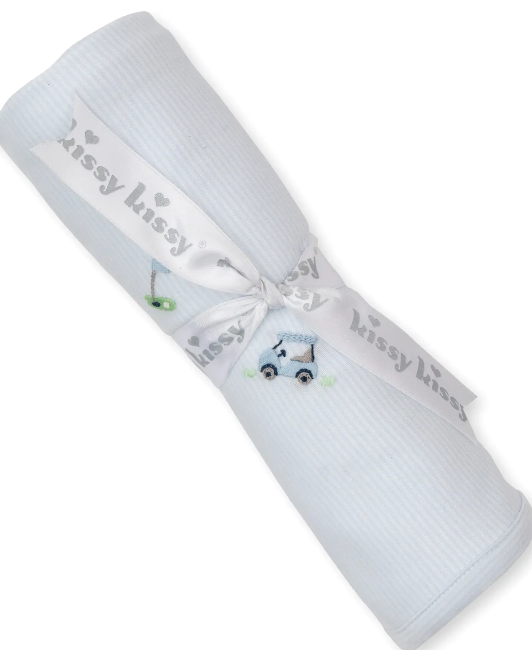 Kissy Kissy Premier Fairway Foursome Hand Emb. Stripe Blanket> Blankets|Smocking + Hand Embroidery