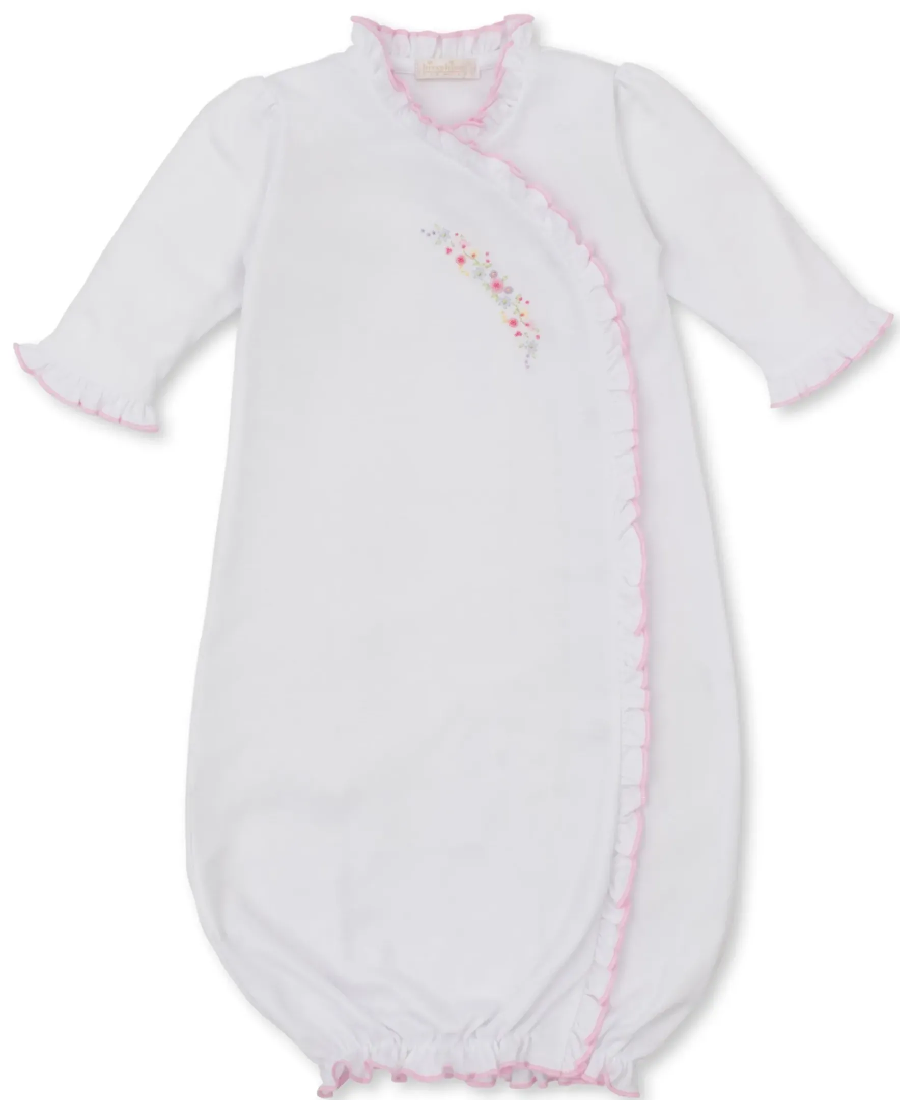 Kissy Kissy Premier Flowers & Vines White Hand Emb. Sack> Smocking + Hand Embroidery|White Basics