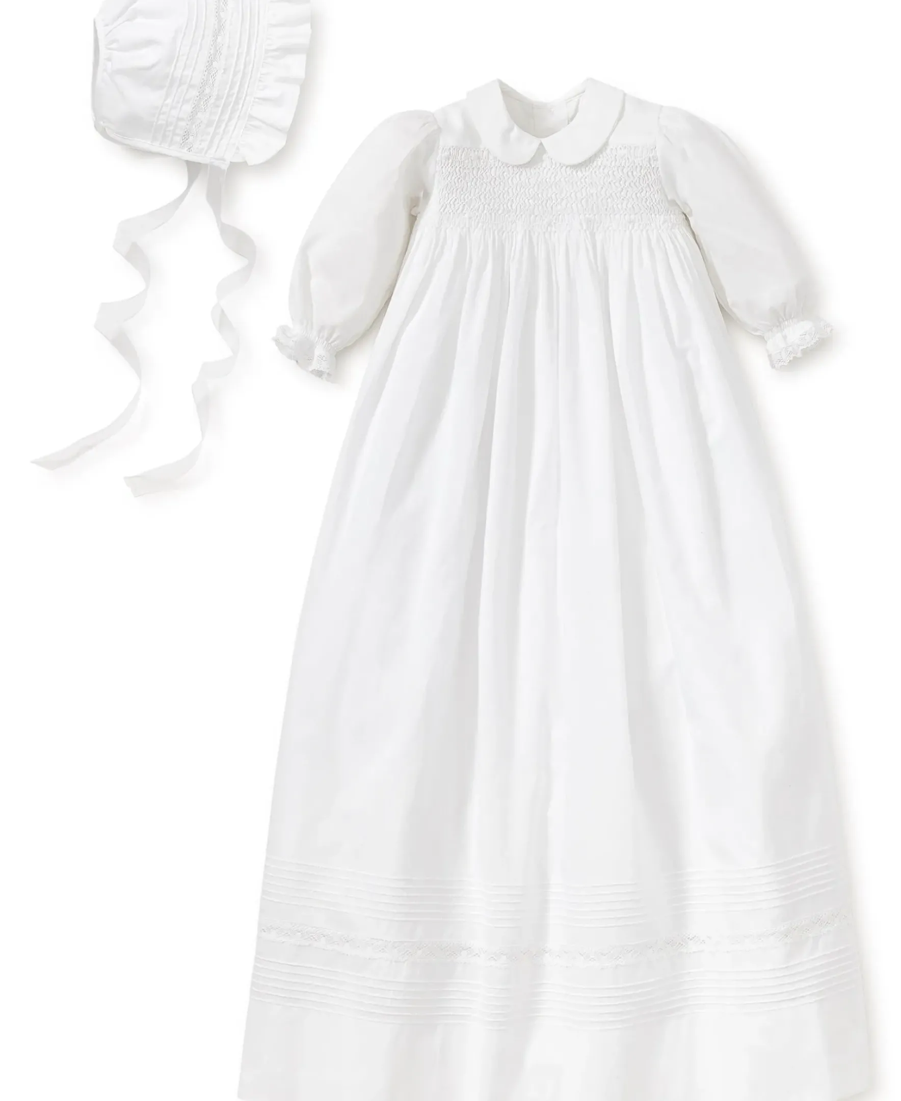 Kissy Kissy Silene Christening Gown & Hat Set> Hats|Smocking + Hand Embroidery