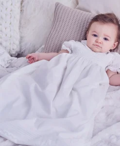 Kissy Kissy Silene Christening Gown & Hat Set> Hats|Smocking + Hand Embroidery