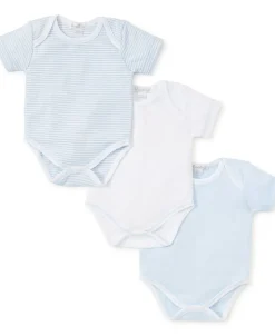 Kissy Kissy Simples Stripes Blue 3 Pack Bodysuit Set> Bodysuits|Multipacks + Sets