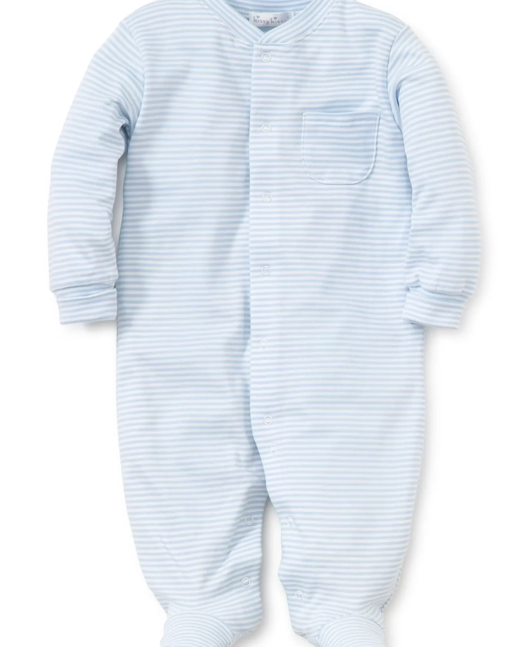 Kissy Kissy Simple Stripes Blue Large Footie> Footies|Classic Collections