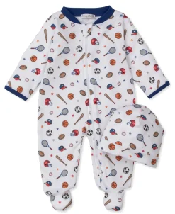 Kissy Kissy Sports Stuff Zip Footie & Hat Set> Hats|Footies
