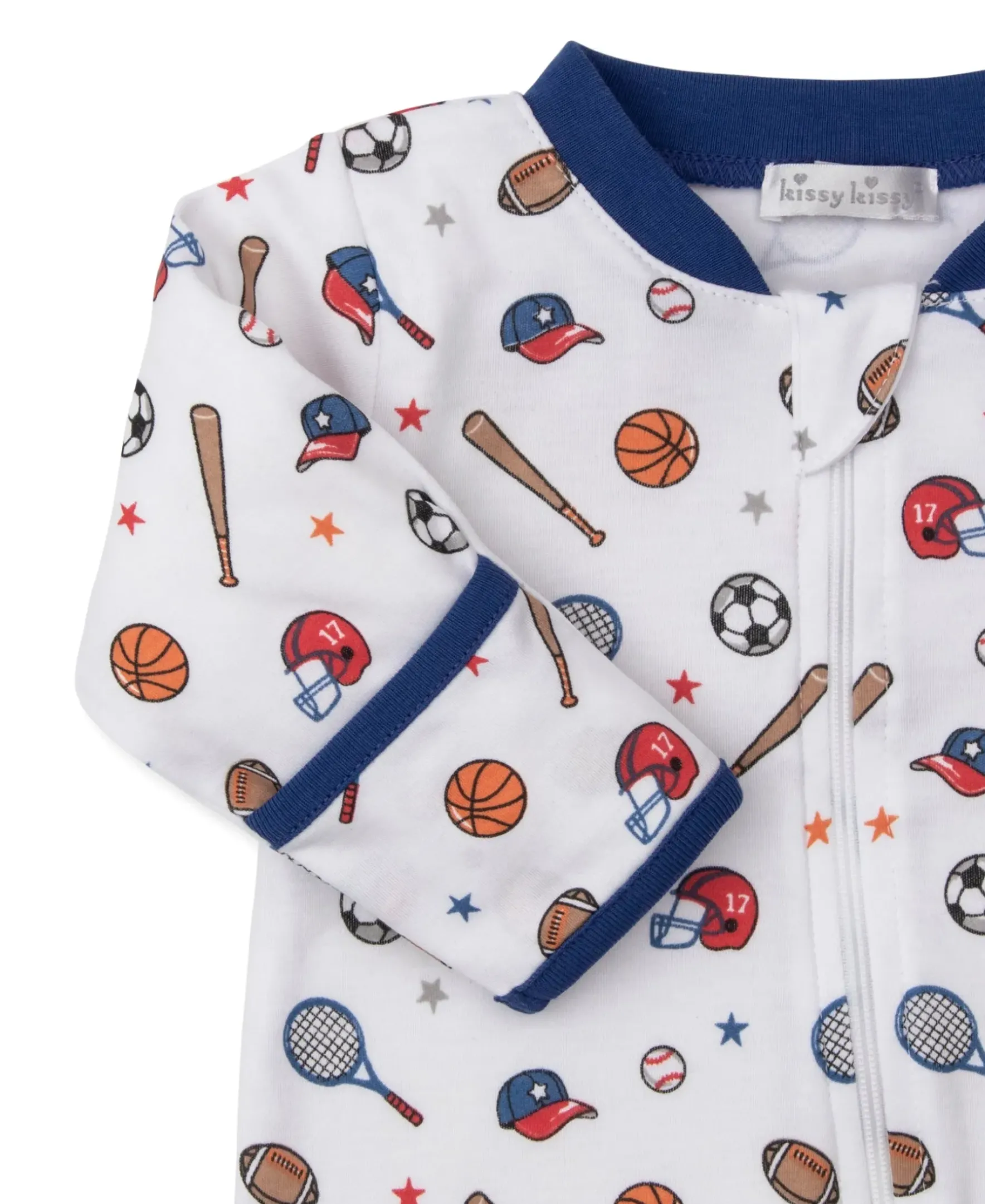 Kissy Kissy Sports Stuff Zip Footie & Hat Set> Hats|Footies
