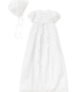 Kissy Kissy Victoria Christening Gown & Hat Set> Hats|Smocking + Hand Embroidery