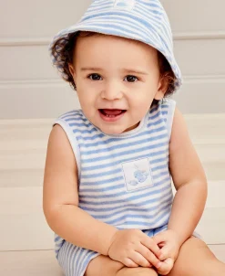 Kissy Kissy Whale Wonder Blue Stripe Terry Sleeveless Playsuit><noscript><img width=