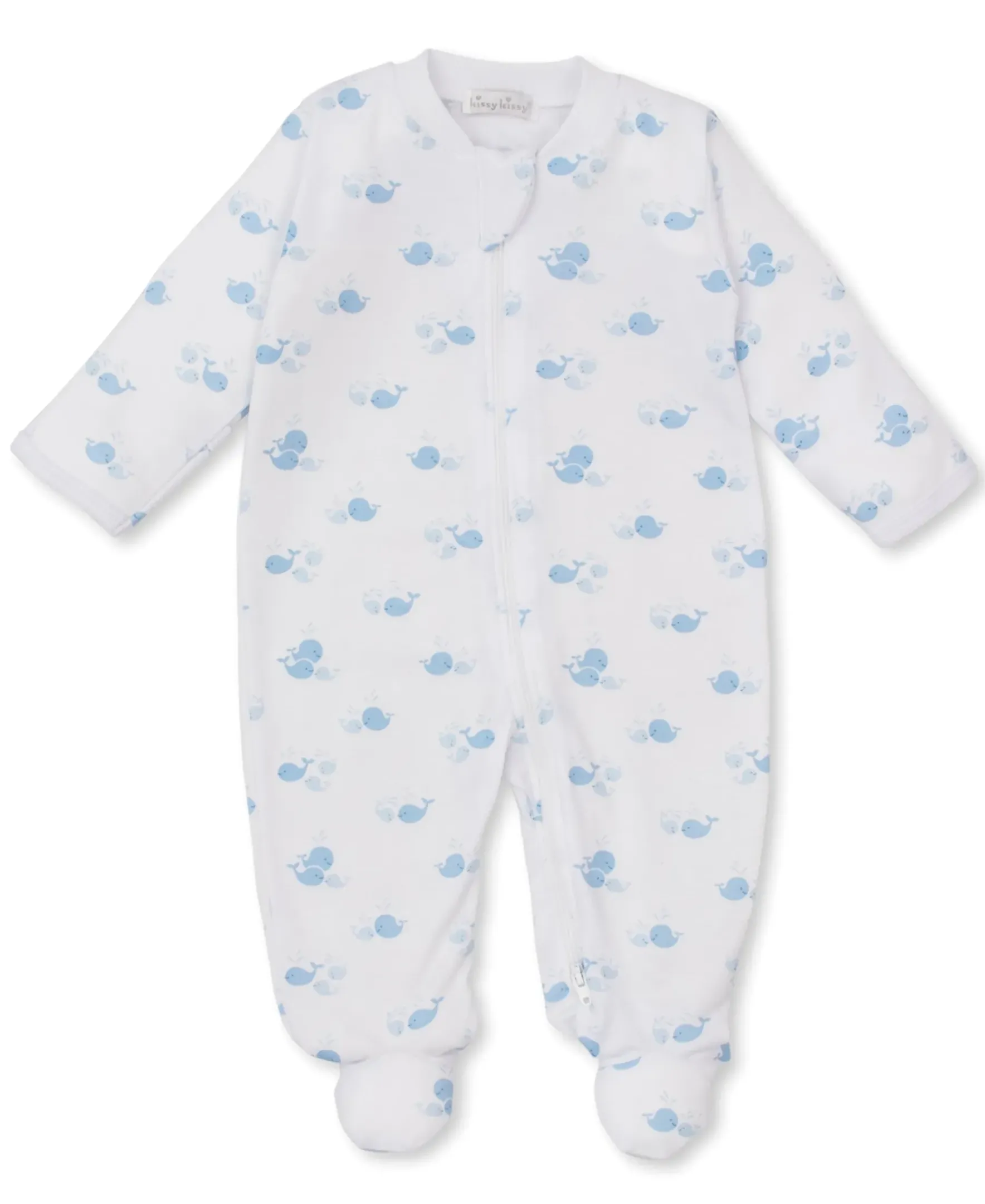 Kissy Kissy Whale Wonder Blue Zip Footie> Footies|Pajamas