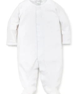 Kissy Kissy White/Blue Kissy Basics Footie NEW> Footies|White Basics