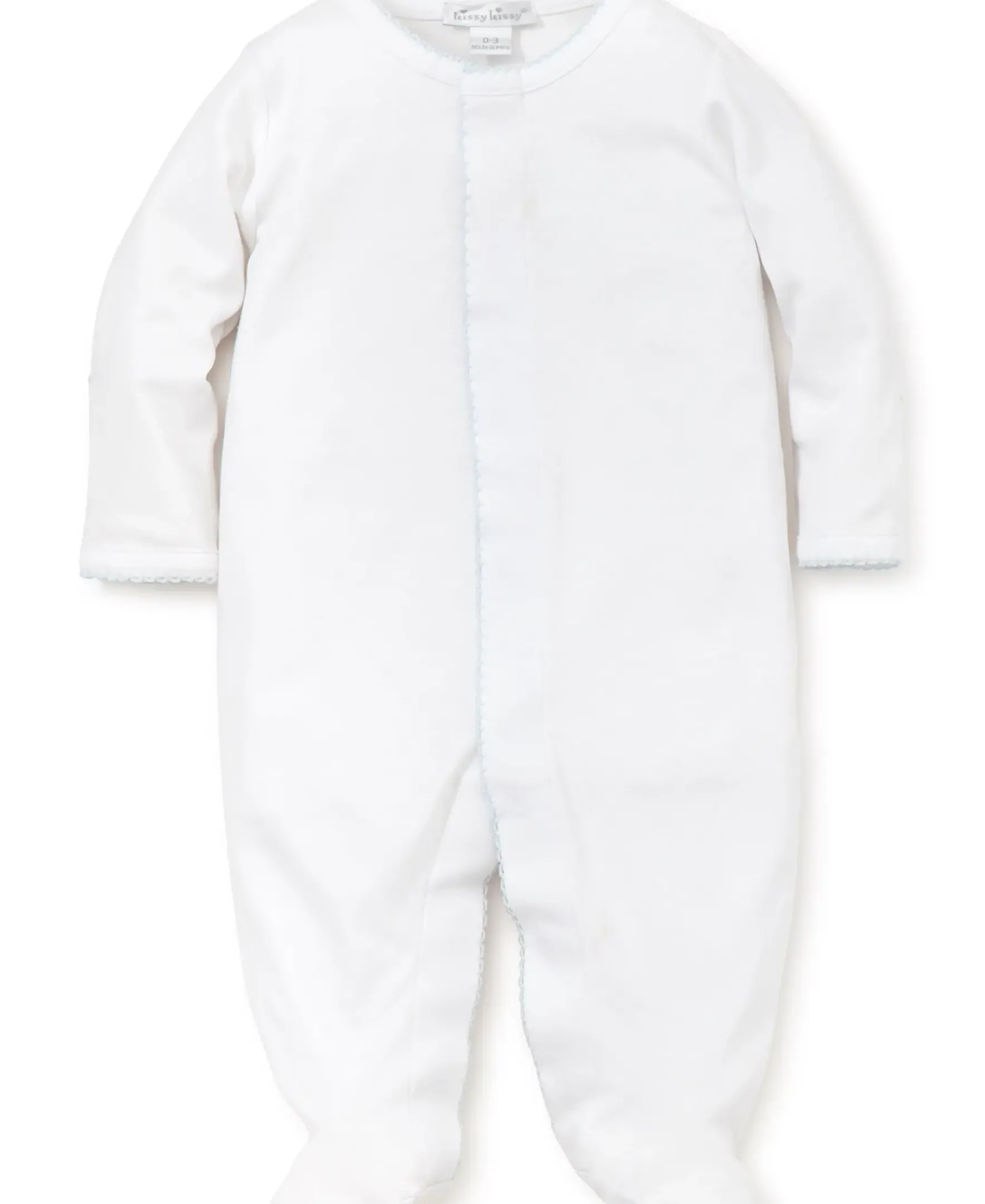 Kissy Kissy White/Blue Kissy Basics Footie NEW> Footies|White Basics