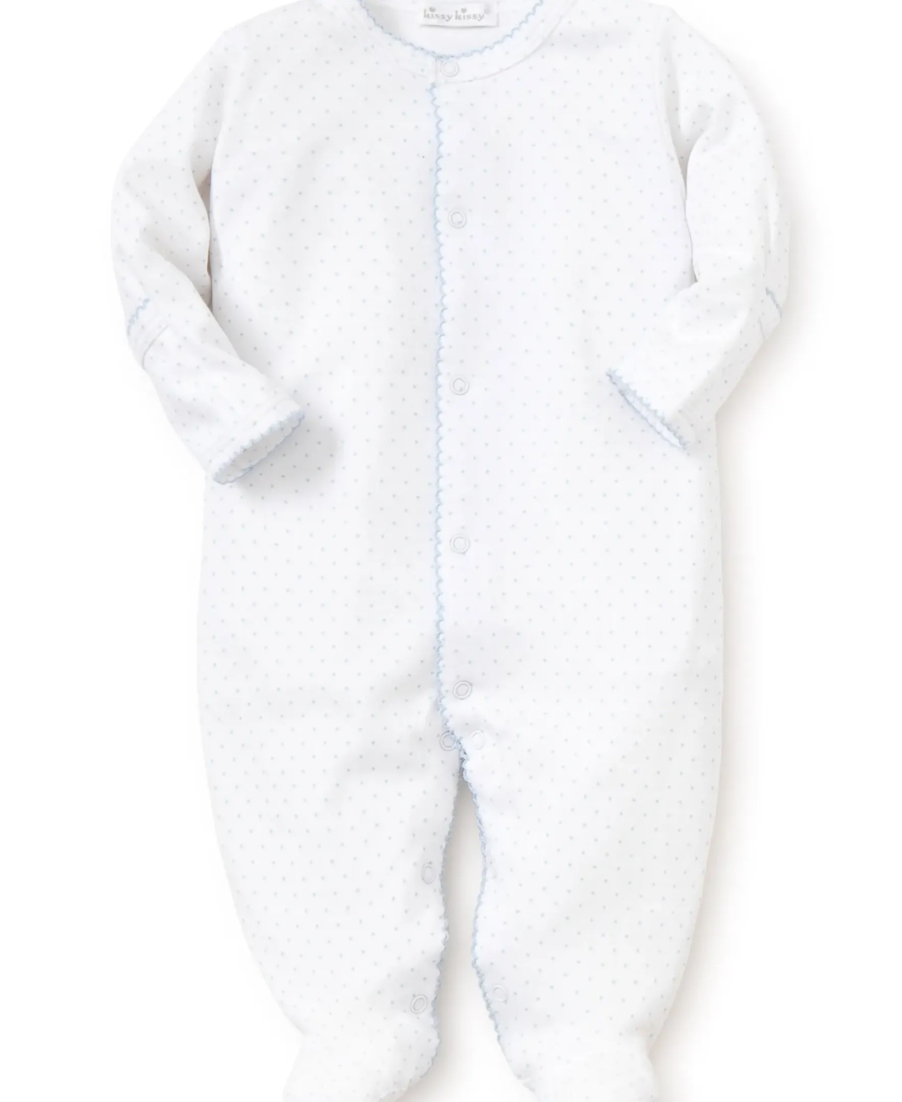 Kissy Kissy White/Blue New Kissy Dots Print Footie> Footies|White Basics