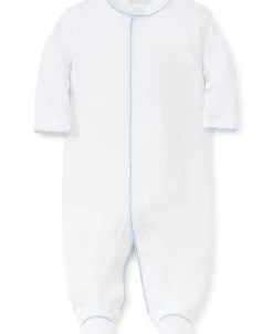 Kissy Kissy White/Blue New Premier Basics Footie> Footies|White Basics