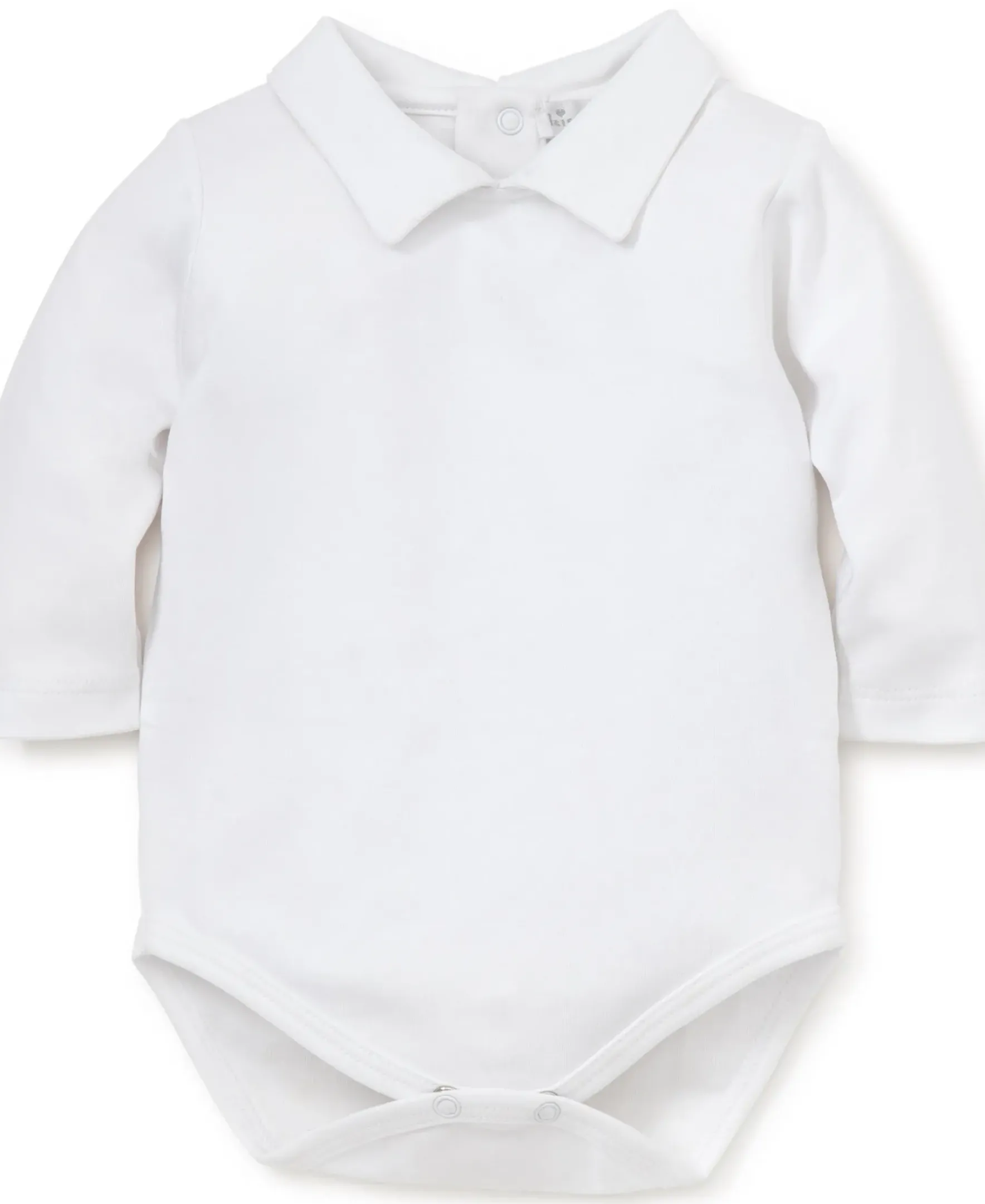 Kissy Kissy White Kissy Basics Long Sleeve Collar Bodysuit> Bodysuits|White Basics