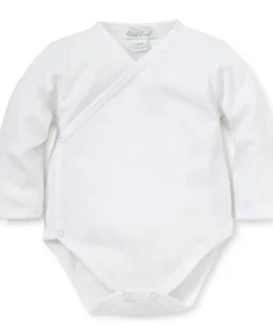 Kissy Kissy White Kissy Basics Long Sleeve Cross Bodysuit> Bodysuits|White Basics