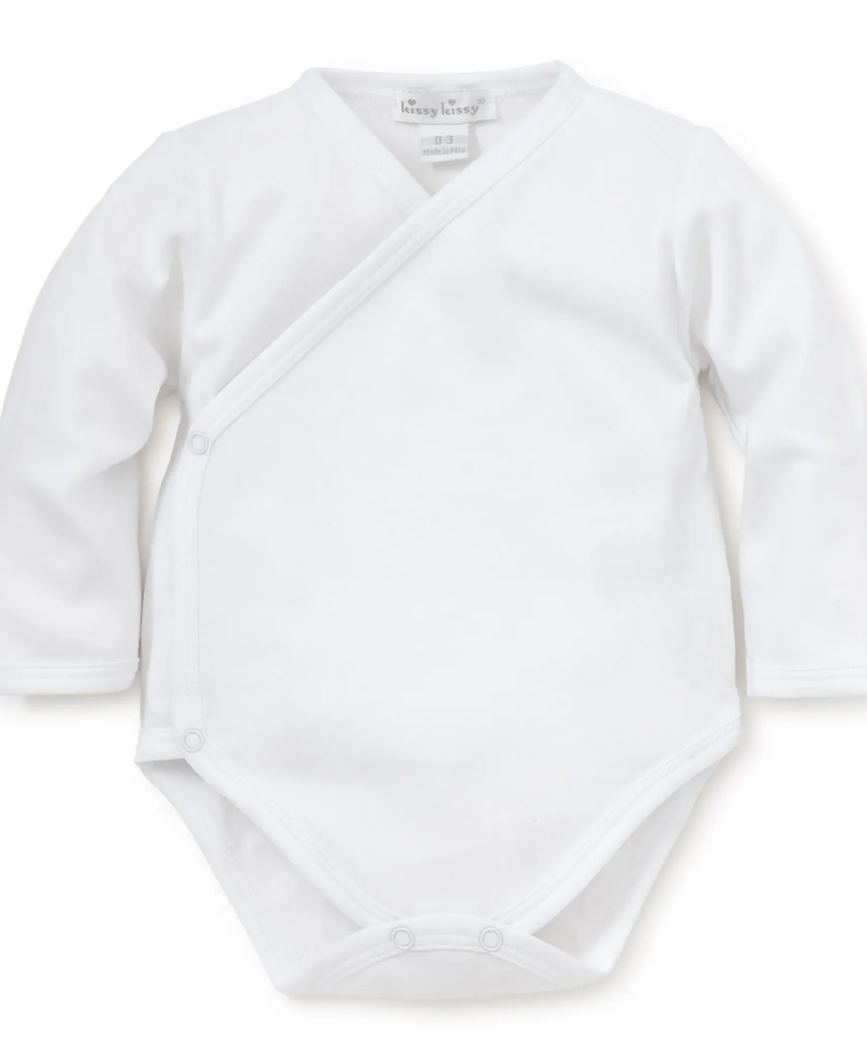 Kissy Kissy White Kissy Basics Long Sleeve Cross Bodysuit> Bodysuits|White Basics