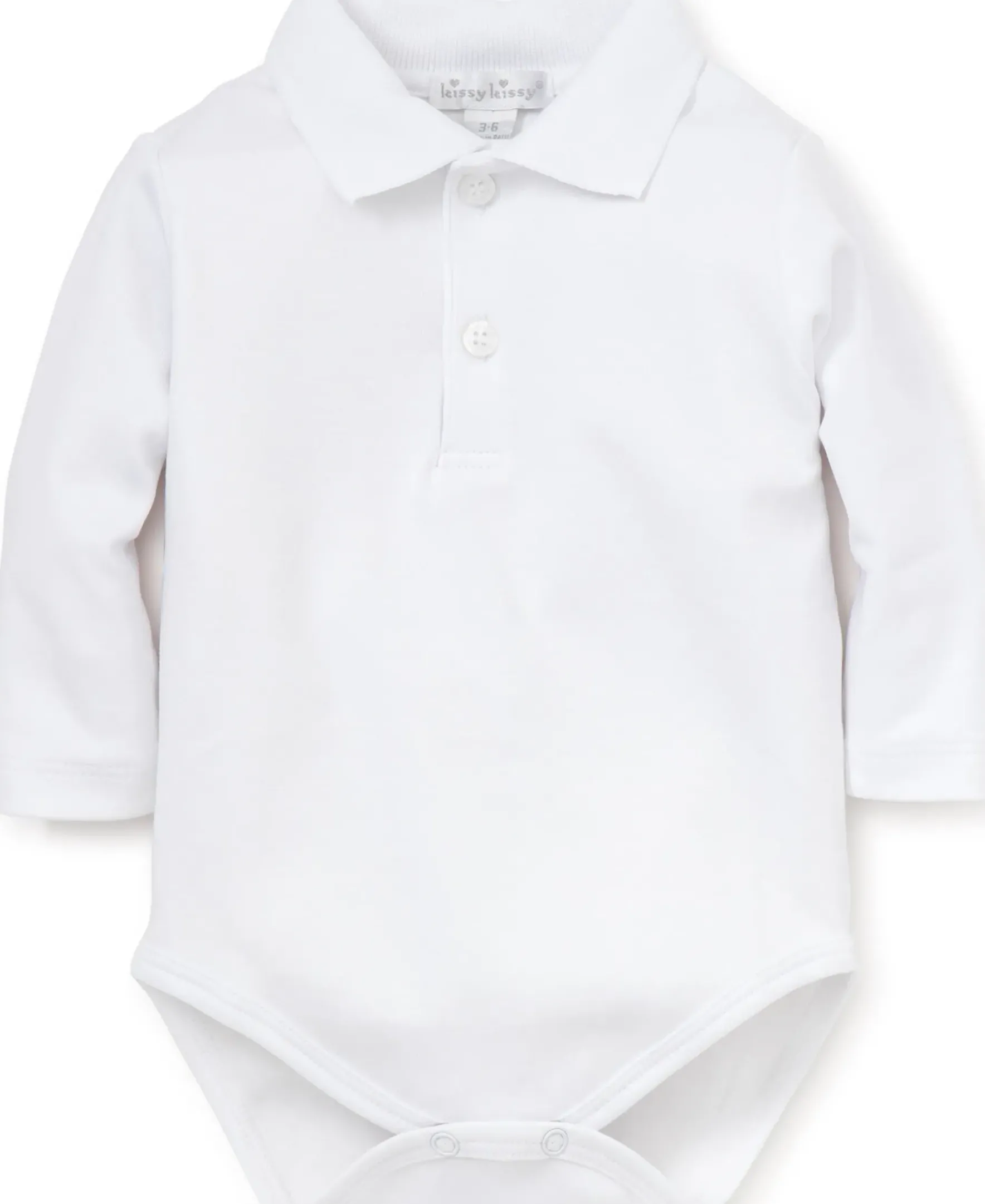 Kissy Kissy White Kissy Basics L/S Knit Collar Bodysuit> Bodysuits|White Basics