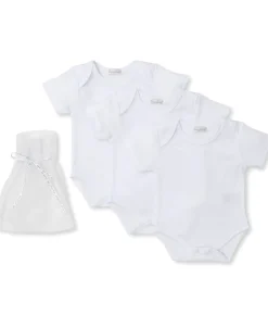 Kissy Kissy White 3 Pack S/S Bodysuit Set w/ Tulle Bag><noscript><img width=