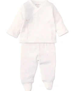 Kissy Kissy White Pointelle Cross Tee and Pant Set> White Basics|Classic Collections