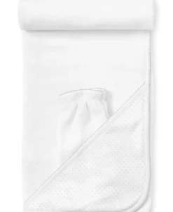 Kissy Kissy New Kissy Dots Hooded Towel & Mitt Set> Hooded Bath Towels|White Basics