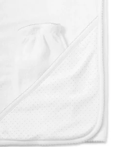 Kissy Kissy New Kissy Dots Hooded Towel & Mitt Set> Hooded Bath Towels|White Basics