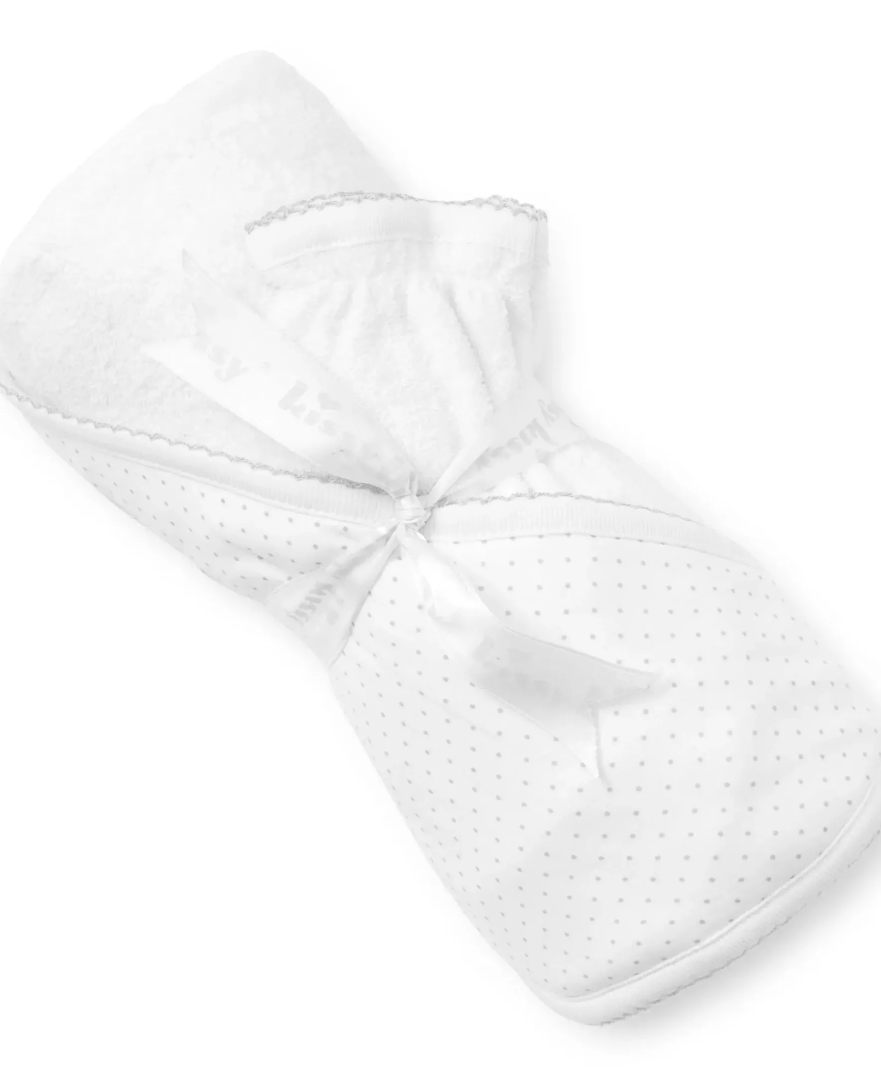 Kissy Kissy New Kissy Dots Hooded Towel & Mitt Set> Hooded Bath Towels|White Basics